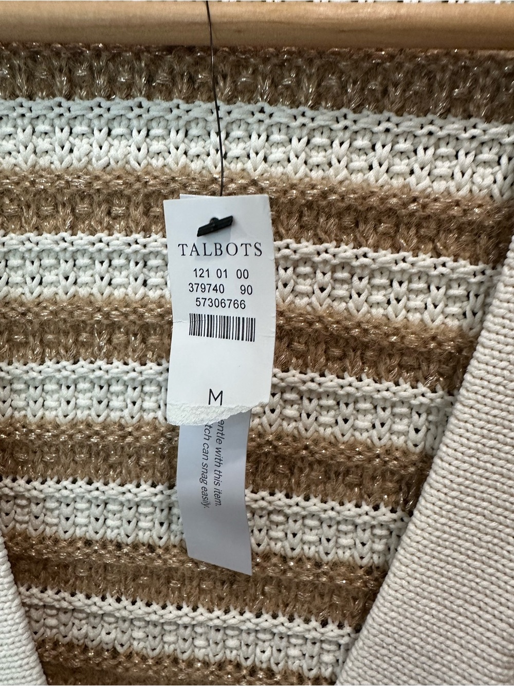 Talbots Kate cardigan sweater in toasted coconut and ivory Sz M NWT - Picture 3 of 10